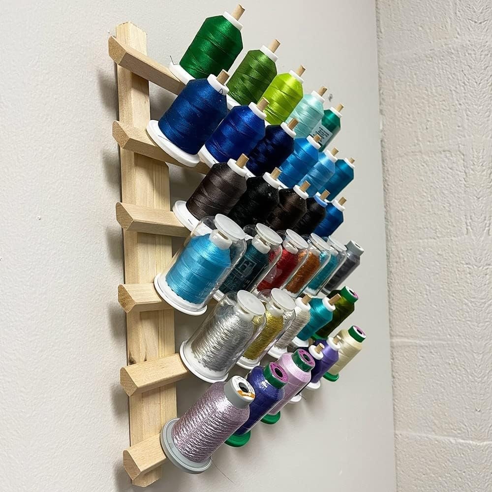 Large Cone Thread Rack 2-33 Spool Cone Wood Thread Racks (holds 66 Spools) Hardwood ...