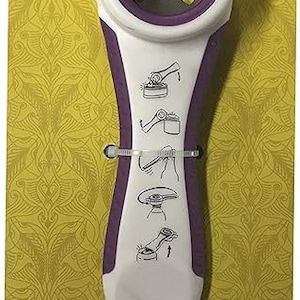 May include: White and purple multi-function opener with a handle and a variety of tools for opening different types of containers. The opener has instructions on how to use it. The text on the packaging reads "Whole Caviar" and "Multi-Function Opener".
