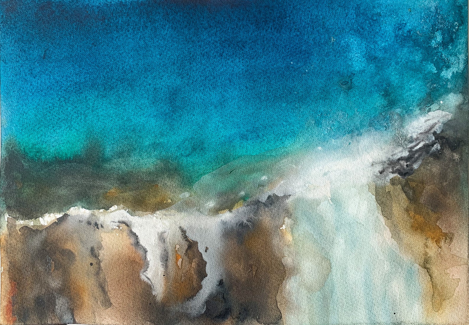 DIGITAL Abstract cliff Watercolor original painting Fluid art | Etsy