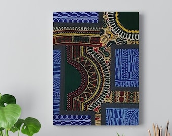 Modern African fabric wall art design, African print canvas, textile art print, afrocentric wall art, digital print wall decor on a canvas