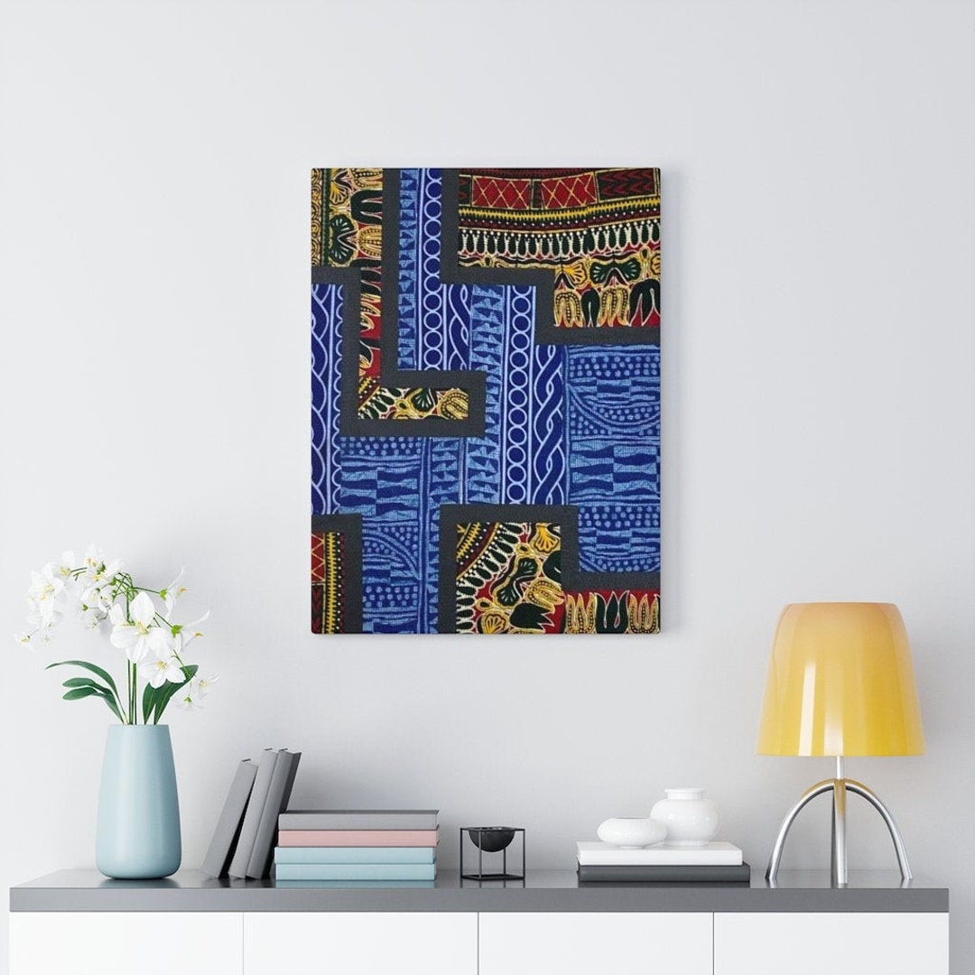 Modern African Fabric Wall Art Design, African Print Canvas, Textile