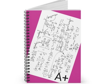 Math notebook (pink), complex math formulas, inspirational notebook, math success