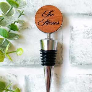 personalized wine stopper wedding gift for couple, custom engraved wine bottle stopper for engagement, wine gift for her, wine accessories