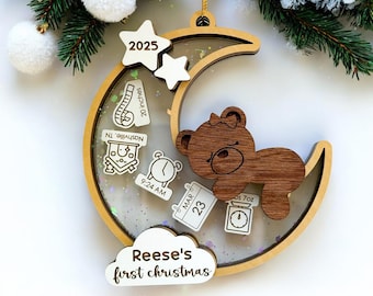 baby's first christmas ornament 2025, personalized baby gifts for girl, new baby gift for parents, gifts for baby boy, baby ornament shaker