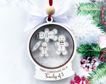 personalized family of 3 ornament 2023, custom family christmas ornament, gingerbread family ornament, christmas gift for new parents