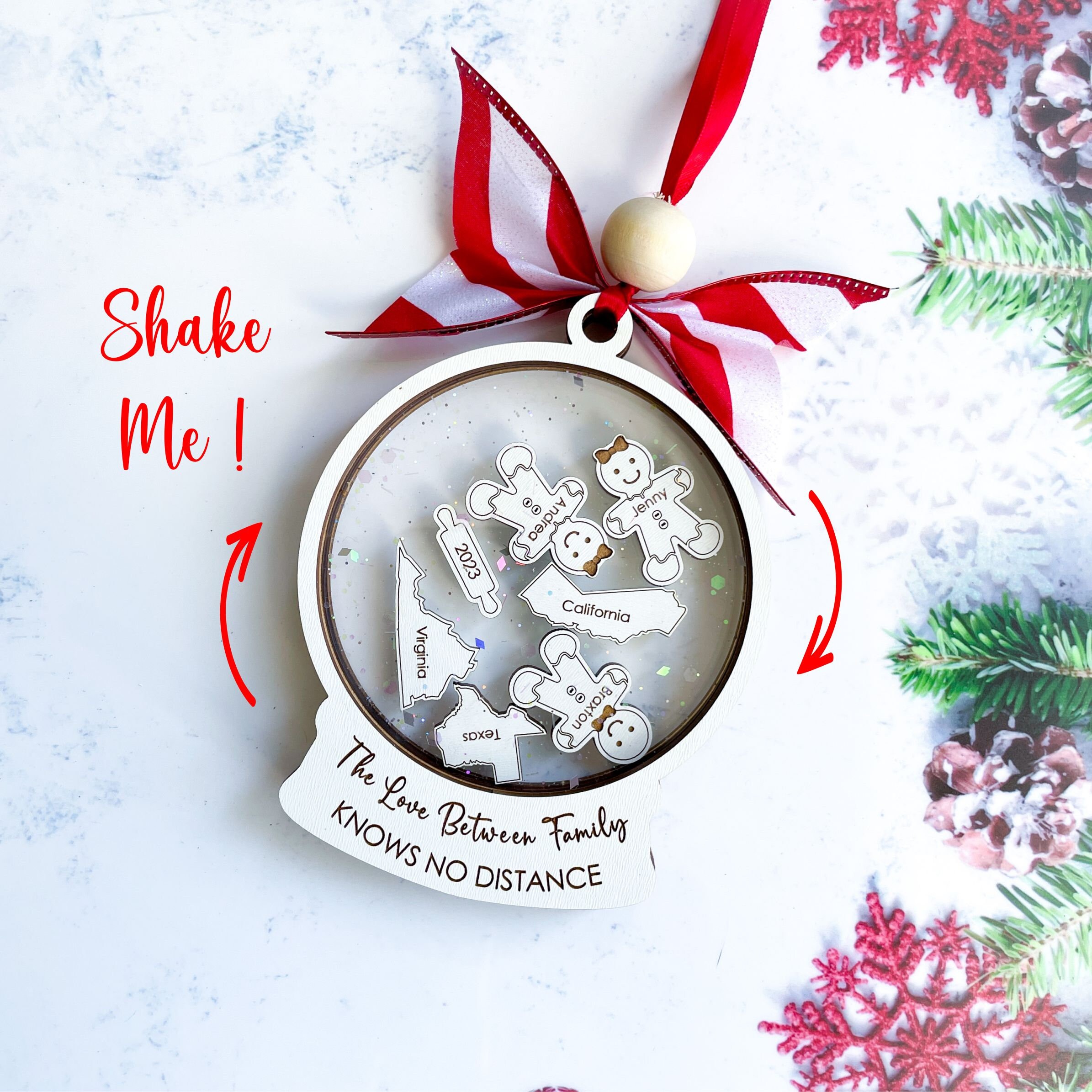 Personalized Long Distance Family Ornament, State to State Ornament ...