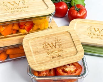 Ecofriendly Food Storage Containers, Kitchen Gift for Mom, Personalized Lunch Box for Adults, Meal Prep Containers, Glass Container with Lid