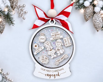 First Christmas Engaged Ornament 2026, Personalized Engagement Gift for Couple, Custom Engagement Keepsake