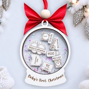 Personalized Baby's First Christmas Ornament 2026, Custom Snow Globe Baby Keepsake, Birth Stats Ornament