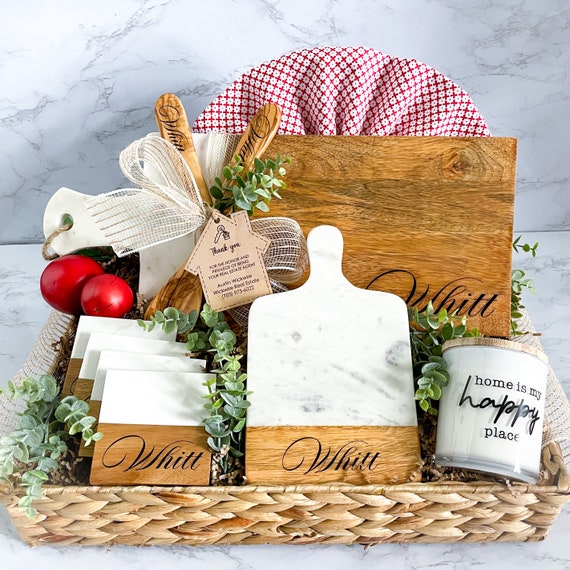 housewarming gift basket first home gift, real estate closing gift baskets  for couples, personalized charcuterie board wedding gift