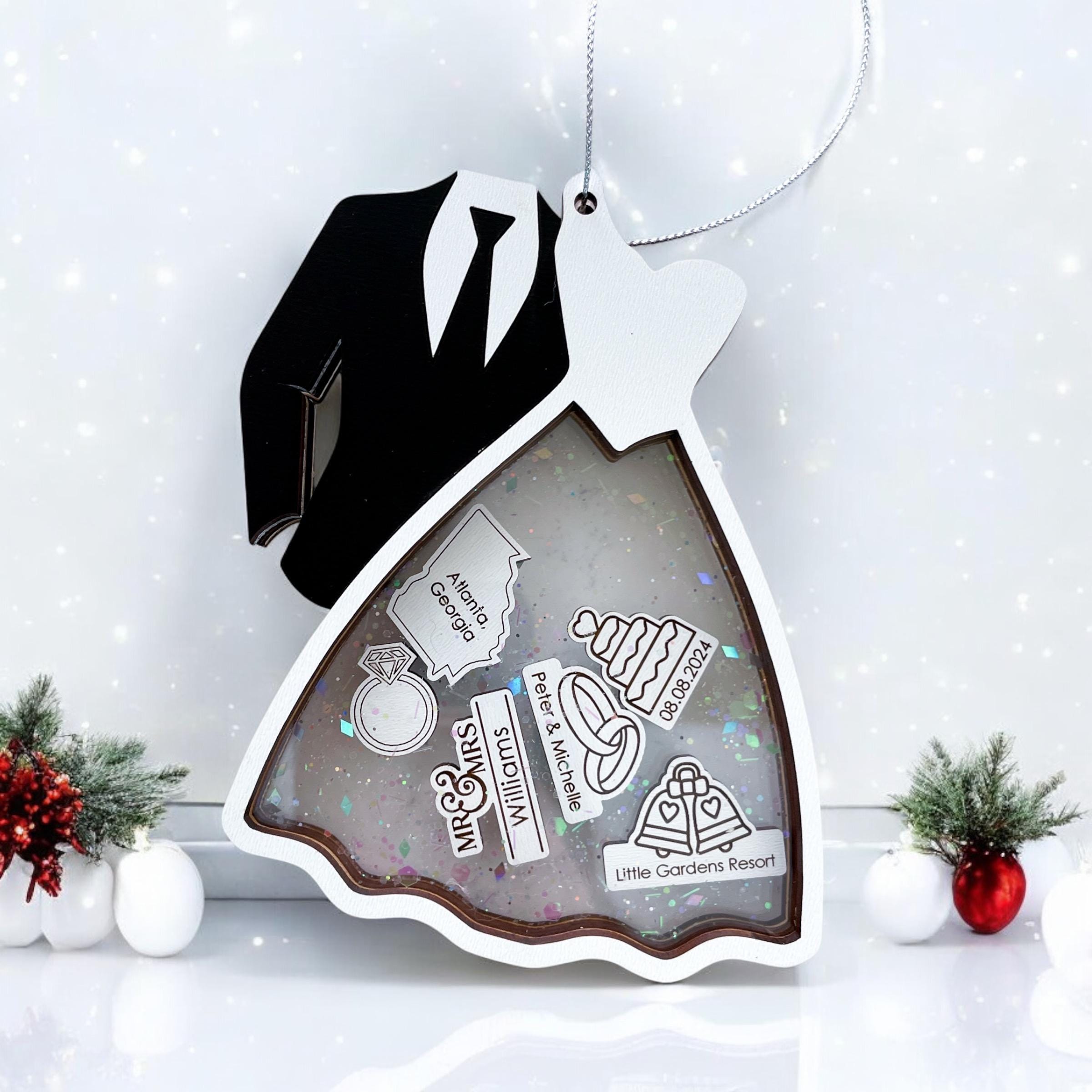 personalized wedding ornament, custom first christmas married 2025, newlywed gift for couple, bridal shower gift, bride and groom ornament