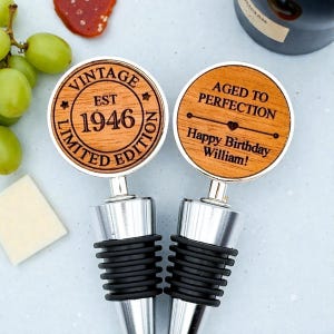personalized 80th birthday gift for men, happy birthday gift for woman, custom wine stopper, wine gifts, aged to perfection, vintage 1946