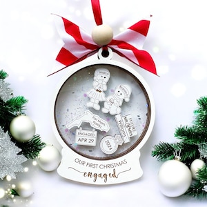 our first christmas engaged ornament, personalized engagement ornament gifts, custom engagement gift for couple unique, fiance gift for her