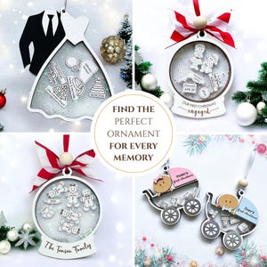 Find the perfect personalized ornament for every memory — including wedding, engagement, family, and baby’s first Christmas designs. Elegant engraved keepsakes by Jazzy Jade Designs for couples, new parents, and families celebrating life’s milestones.