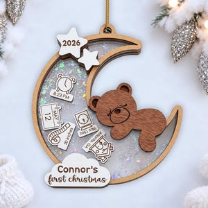 Personalized Baby's First Christmas Ornament 2026, Bear Shaker Ornament, Newborn Baby Keepsake, Custom First Christmas Gift