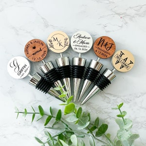 personalized wine stopper wedding gift for couple, custom wine bottle stopper, engagement gifts, newlywed gift, wedding favor, wine lover