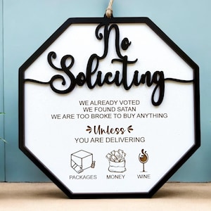 custom no soliciting sign funny, please do not knock or ring doorbell, front door sign for house porch, housewarming gift, new home decor