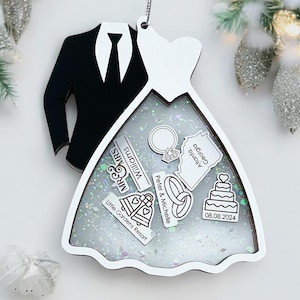 First Christmas Married Ornament, Personalized Wedding Ornament, Custom Newlywed Gift for Couple, Bridal Shower Gift, Mr and Mrs Ornament