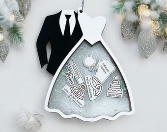personalized wedding ornament, custom first christmas married 2026, newlywed gift for couple, bridal shower gift, bride and groom ornament