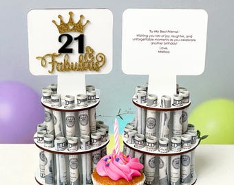 Cadeau du 21e anniversaire pour elle, 21 et fabuleux porte-monnaie d'anniversaire personnalisé, cadeaux d'anniversaire uniques, cadeau d'anniversaire en argent, cadeau arbre d'argent