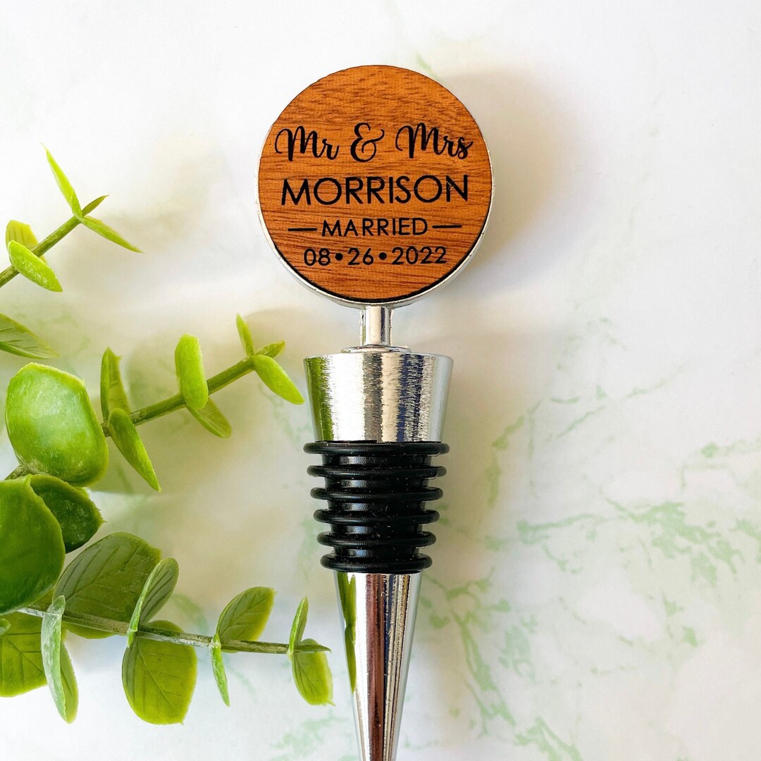 Personalized Wine Stopper Wedding Gift for Couple, Custom Engraved Wine