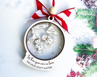 long distance christmas ornament for couple, long distance gift for girlfriend, personalized long distance relationship gift for boyfriend