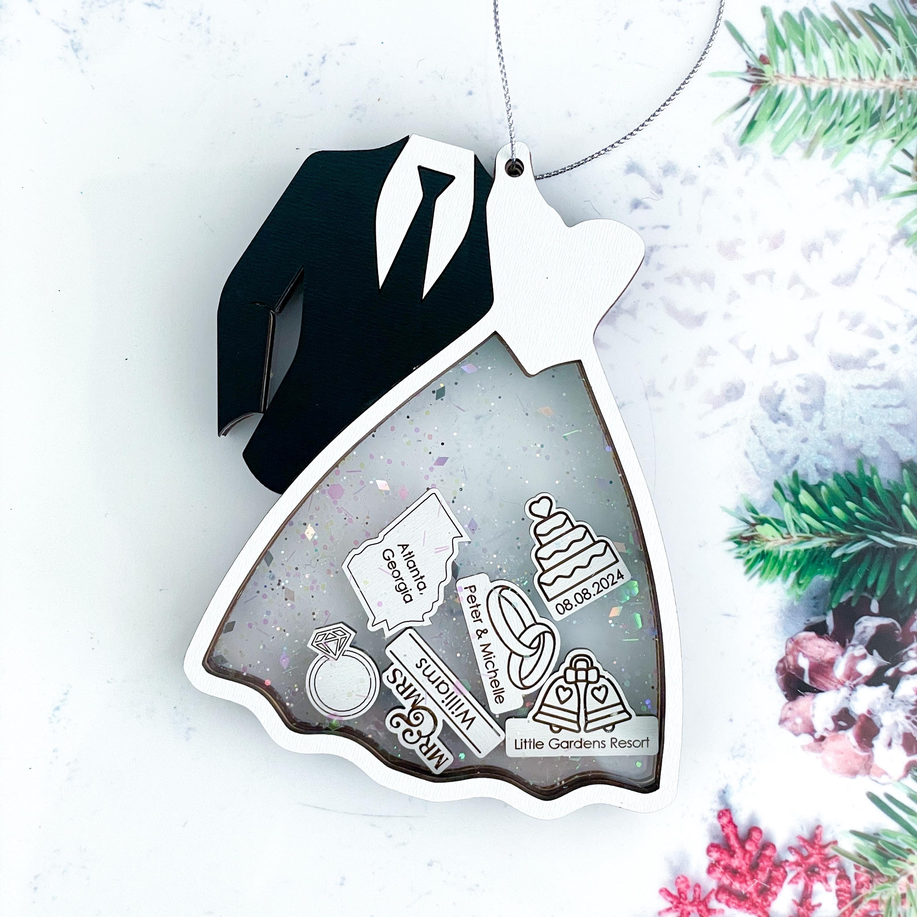 personalized wedding ornament, custom first christmas married 2025, newlywed gift for couple, bridal shower gift, bride and groom ornament