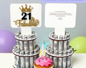Cadeau du 21e anniversaire pour elle, 21 et fabuleux porte-monnaie d'anniversaire personnalisé, cadeaux d'anniversaire uniques, cadeau d'anniversaire en argent, cadeau arbre d'argent