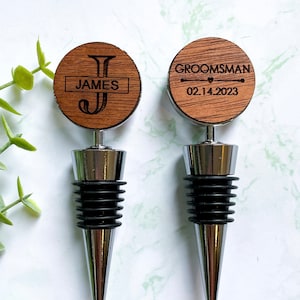 personalized groomsmen gifts, custom gift for best man, wedding gift ideas for bridal party, custom bottle stopper, engraved wine stopper