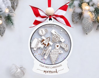 Personalized Wedding Ornament 2026, Our First Christmas Married Ornament, Mr and Mrs Ornament, Newlywed Christmas Gift
