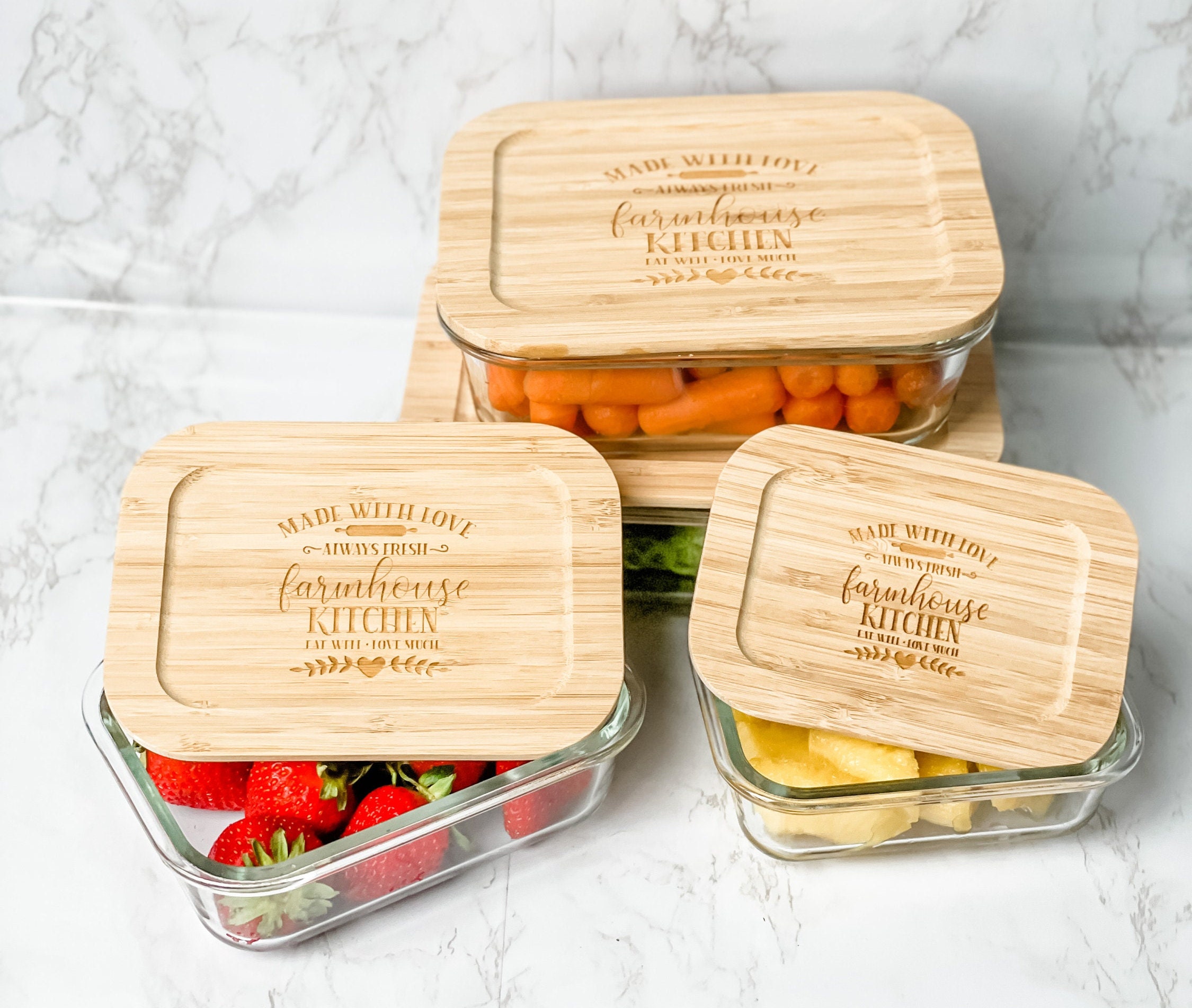 Ecofriendly Personalized Glass Tupperware Set Containers for Meal Prep, Food  Storage, Zero Waste Kitchen, New Home Gifts, Kitchen Accessory 