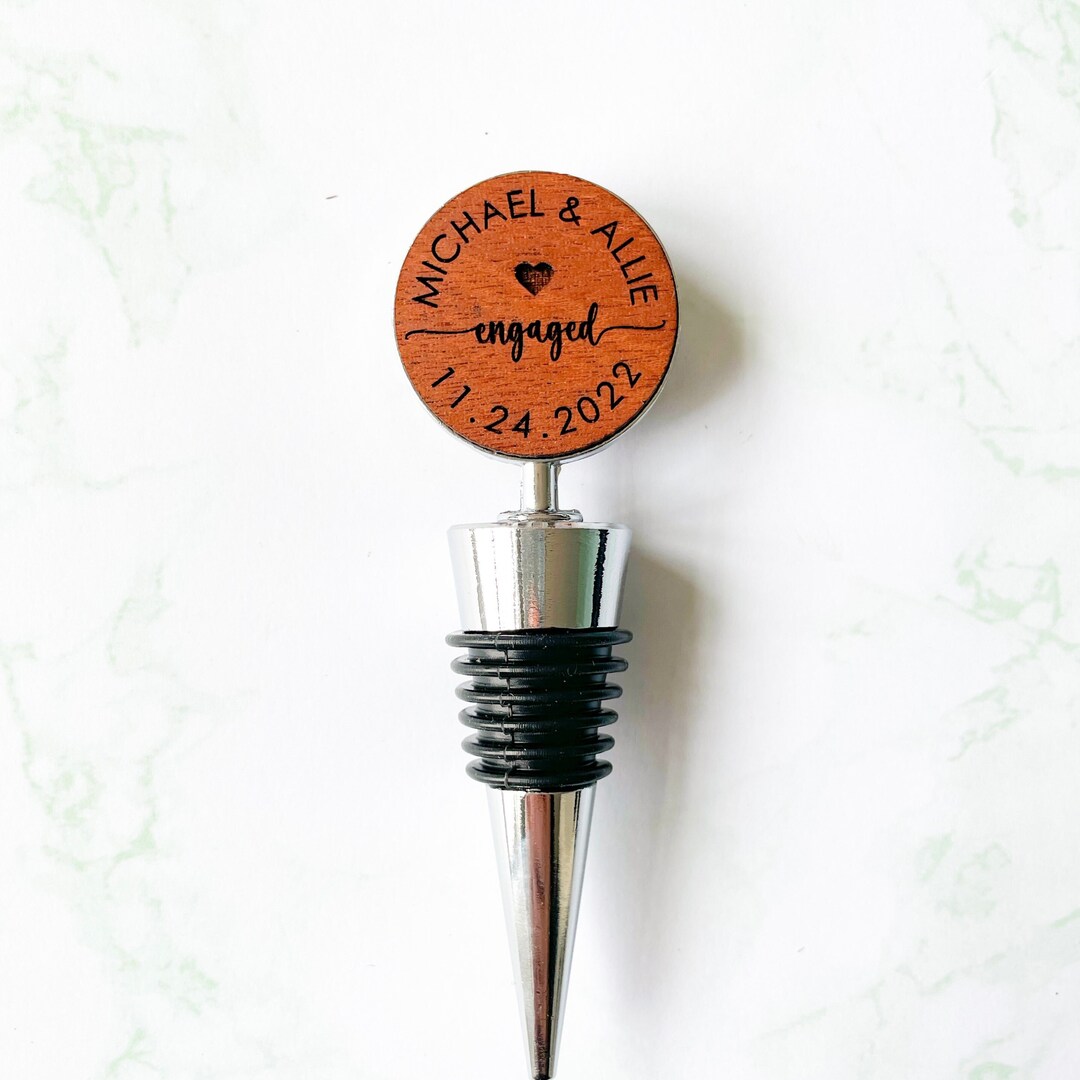 Personalized Wine Stopper Wedding Gift for Couple, Custom Engraved Wine
