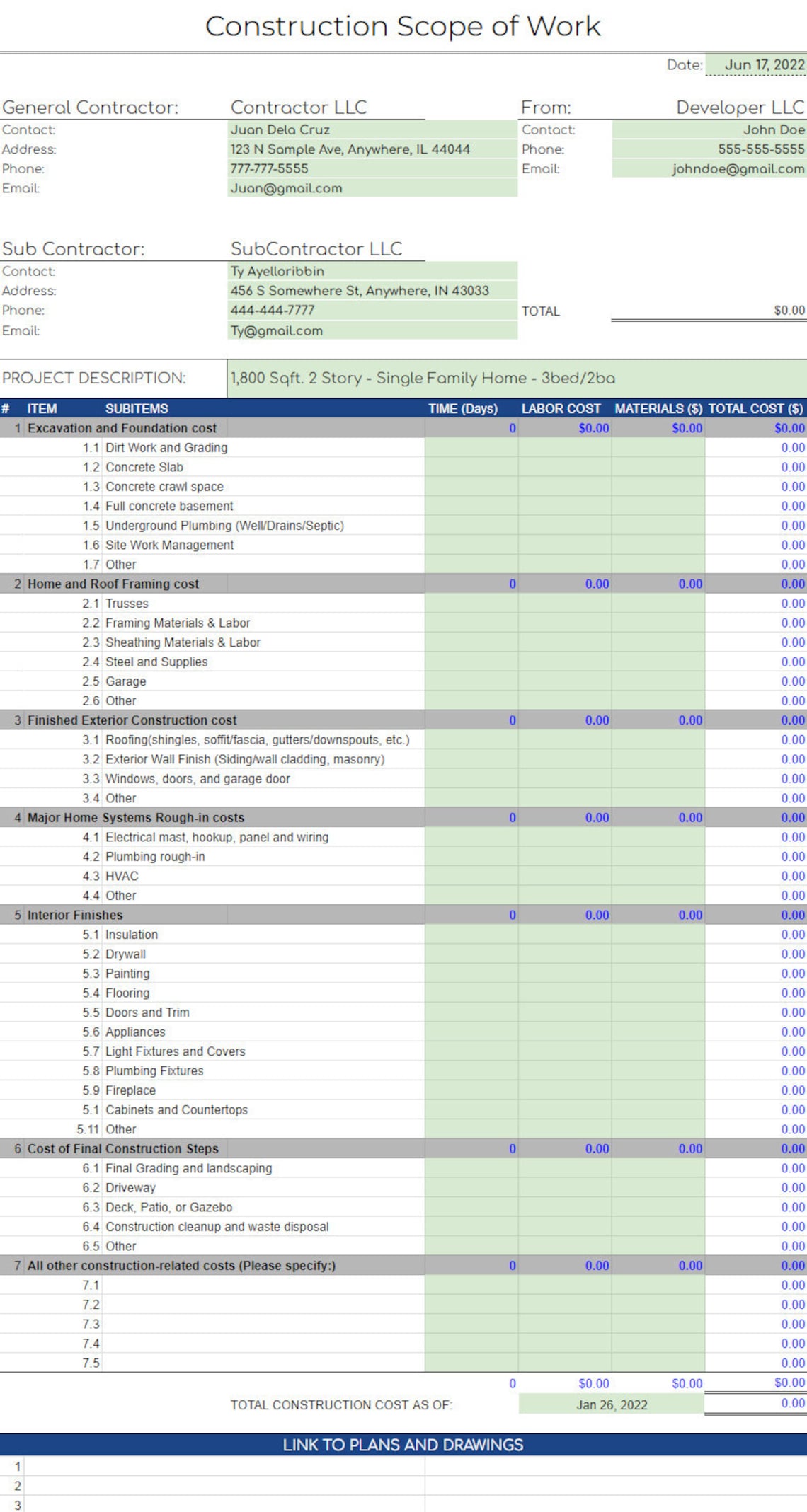 Construction Scope of Work Template Etsy Construction Scope of Work Template Etsy