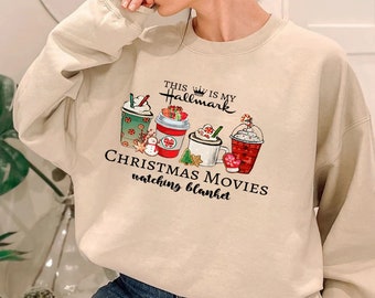 Funnt Shirt - This Is My Hallmark Christmas Movies Watching Blanket, Christmas Coffee Sweater, Gifts For Women, Hallmark Movies