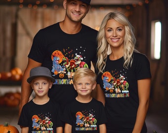 Family Shirt - Happy Hallothanksmas Dinosaur Shirt, Halloween Dinosaur Shirt, T-rex Thanksgiving Shirt, Trex Chirstmas Shirt, Hallothanksmas