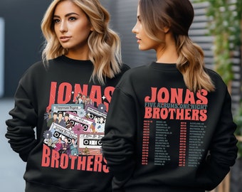 Vintage Jonas Brothers T-Shirt, Jonas Five Albums One Night Tour Shirt, Jonas Brothers 2023 Tour, Pint 2 side