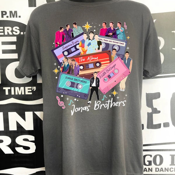 Vintage Jonas Brothers T-Shirt, Jonas Brother Five Albums One Night Tour Shirt, Jonas Brothers 2023 Tour Shirt, Comfort Colors