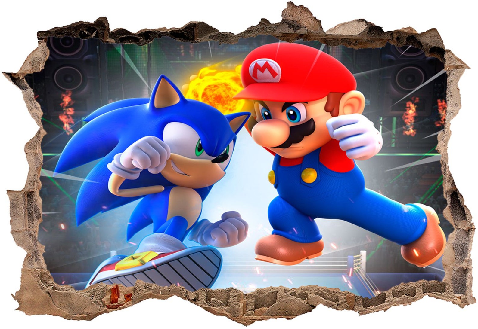 Mario vs Sonic Wall Decal Wall Sticker Wall Decor Etsy