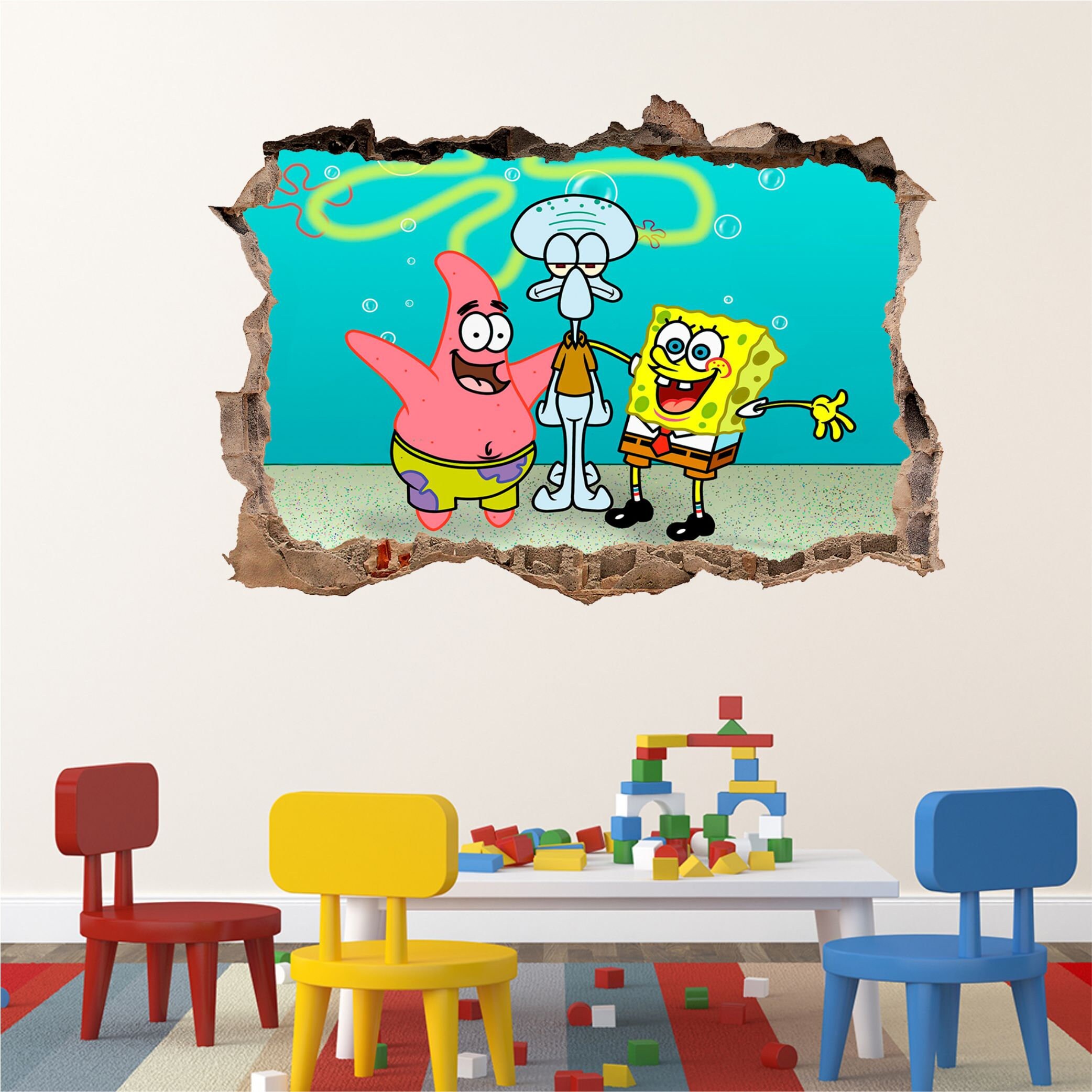 SpongeBob 3D Wall Decal Wall Sticker Wall Decor Wall Art Etsy