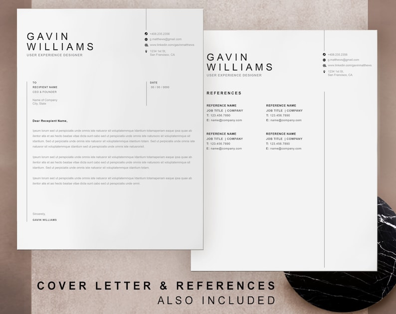 Professional Resume Template, Cover Letter + Reference - for Google ...