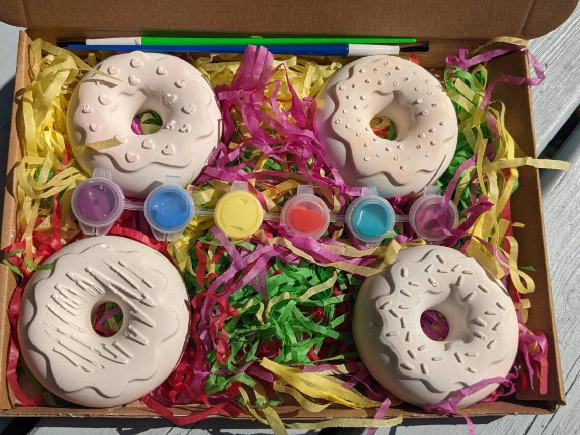 Children's paint your own donut set kids activities Etsy
