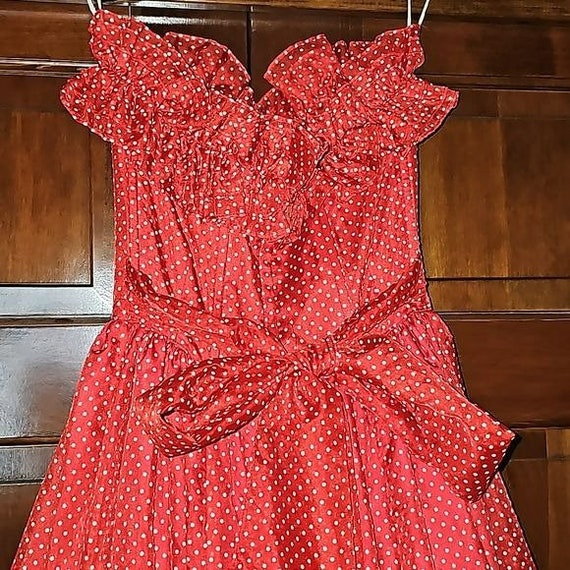 Gunne Sax By Jessica McClintok Red and White Swiss Do… - Gem