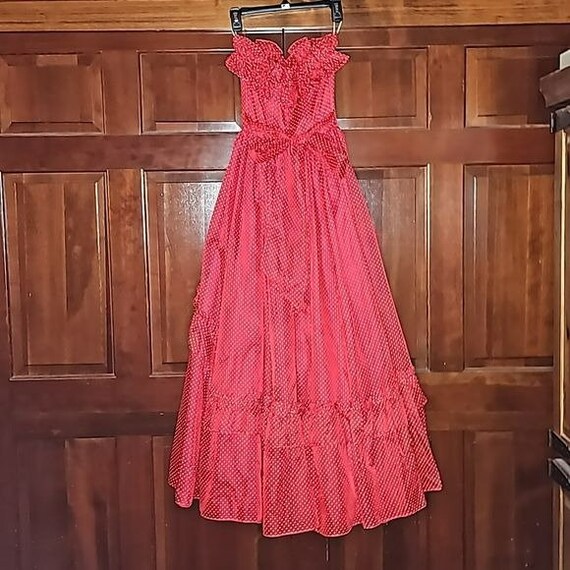 Gunne Sax By Jessica McClintok Red and White Swiss Do… - Gem