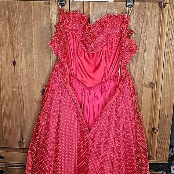 Gunne Sax By Jessica McClintok Red and White Swiss Do… - Gem