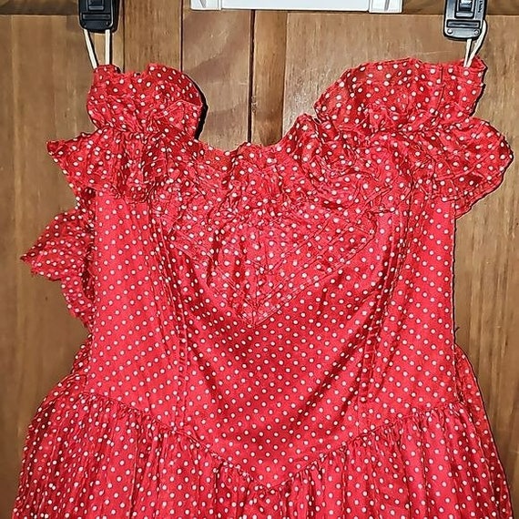 Gunne Sax By Jessica McClintok Red and White Swiss Do… - Gem
