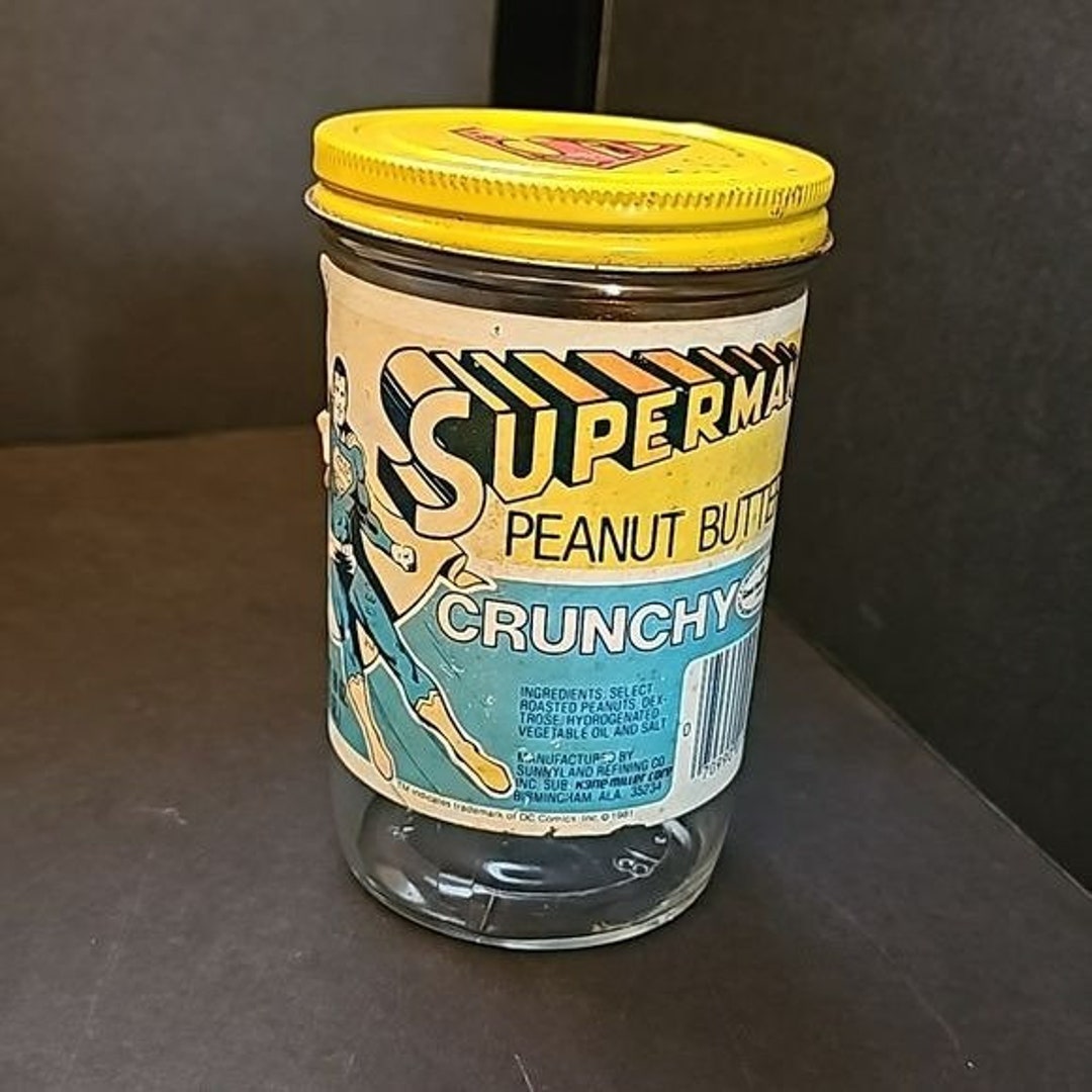 Vintage Superman Crunchy Peanut Butter Jar Etsy