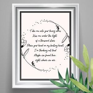 Thinking Out Loud Lyrics - Ed Sheeran - Wedding Song Lyrics - Digital Art Print - Black and White - Love Song Prints -Wedding Gift image 1