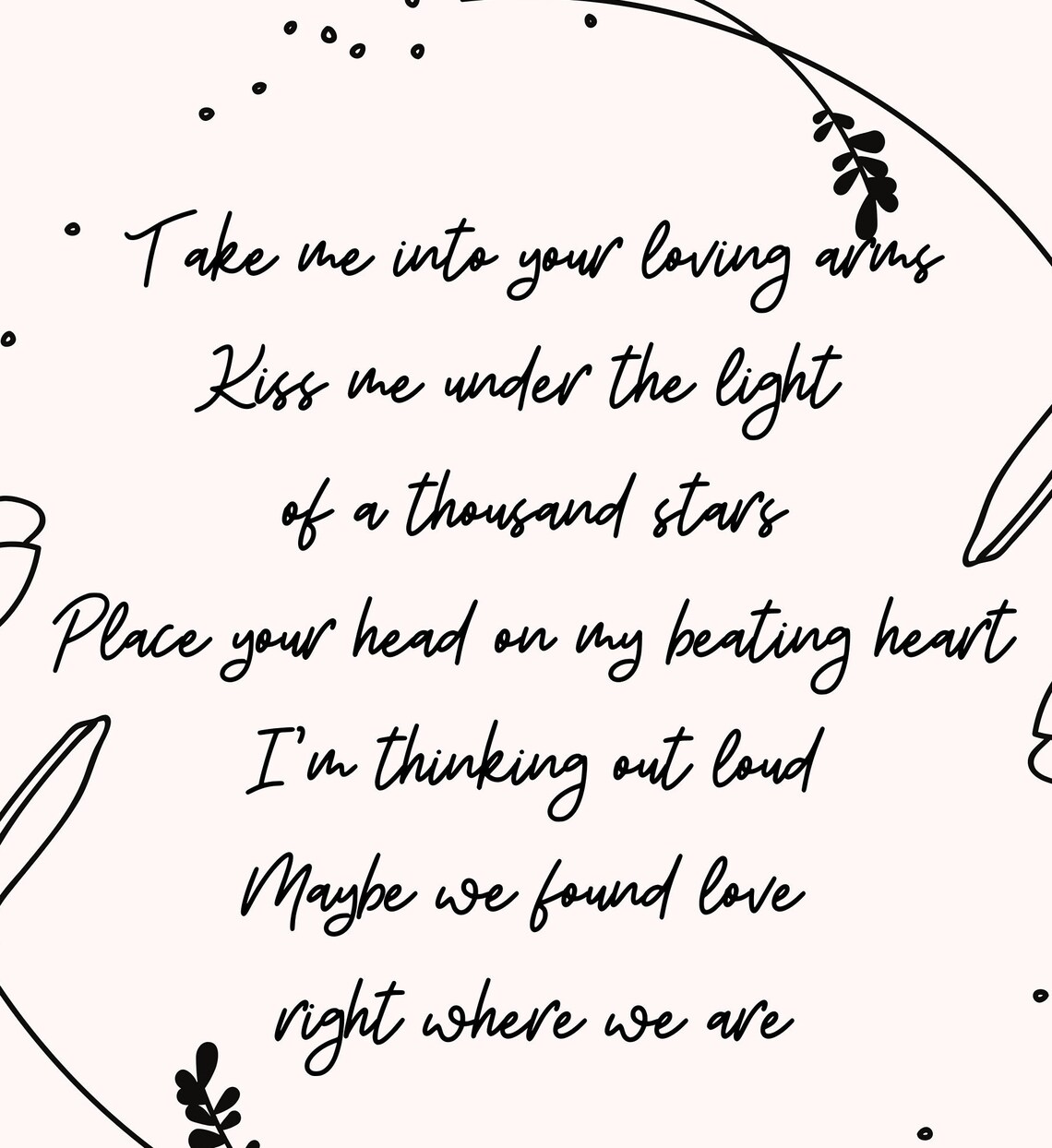 Thinking Out Loud Lyrics - Ed Sheeran - Wedding Song Lyrics - Digital Art Print - Black and ...