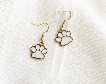 Dog Paw Charm Earrings for Women – Puppy Dangle Earrings, Pet Lover Gift