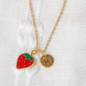 Strawberry Necklace, Red Fruit Necklace, Summer Fruit Charm, Fruit Jewelry, Personalized gifts, Birthday Gifts, friend gift, Christmas Gift,